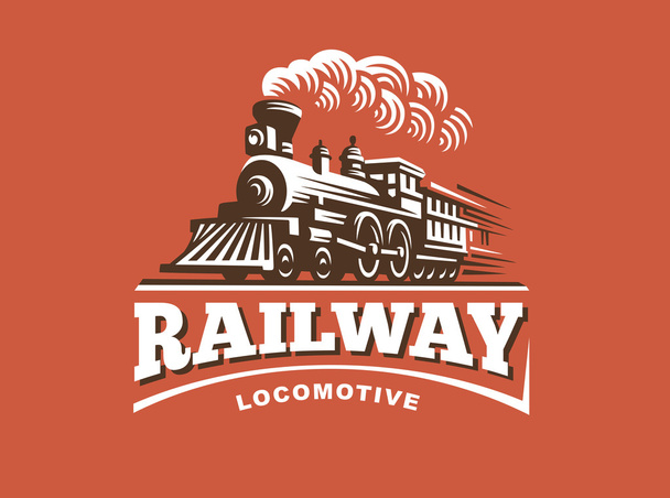 Locomotiva logotipo ilustração, emblema estilo vintage
 - Vetor, Imagem