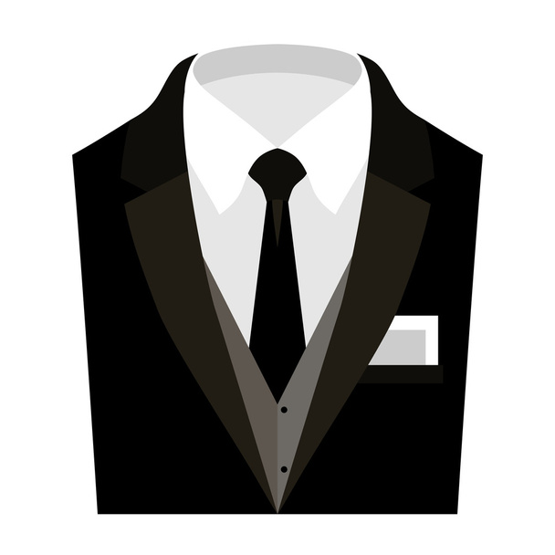 Trendy men's clothes with jacket, vest, shirt, tie and handkerchief. Men's wardrobe - Vettoriali, immagini