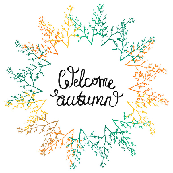 welcome autumn lettering and  twigs.  - Vector, Image