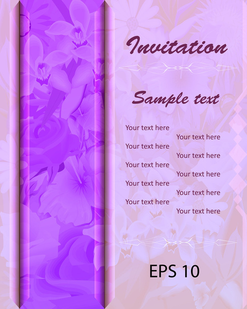 uitnodiging roze bloemen achtergrond - Vector, afbeelding