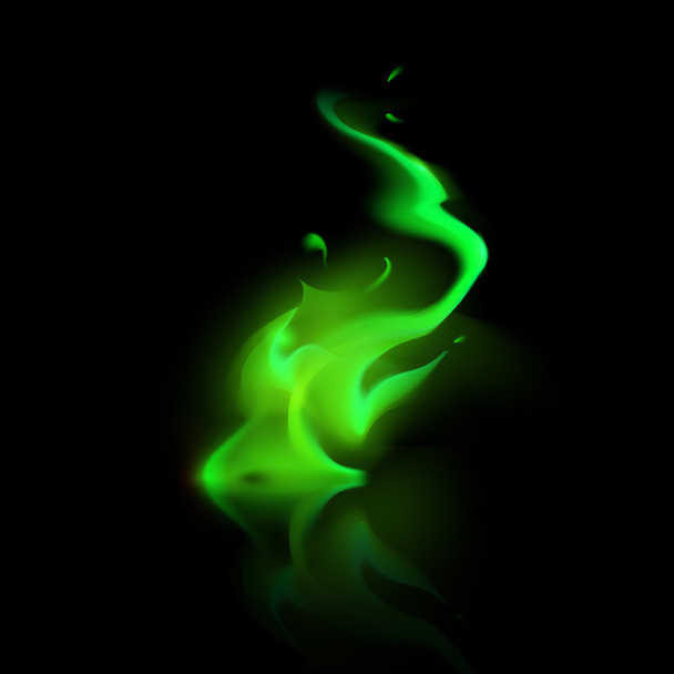 Вектор зелений Магія вогню полум'я вогнища ізольовані на тлі - Вектор, зображення