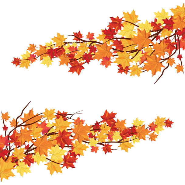 Herbstrahmen mit fallenden Ahornblättern - Vektor, Bild