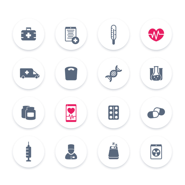 icônes de la médecine, soins de santé, ambulance, hôpital, pilules, médicaments, vaccination
 - Vecteur, image