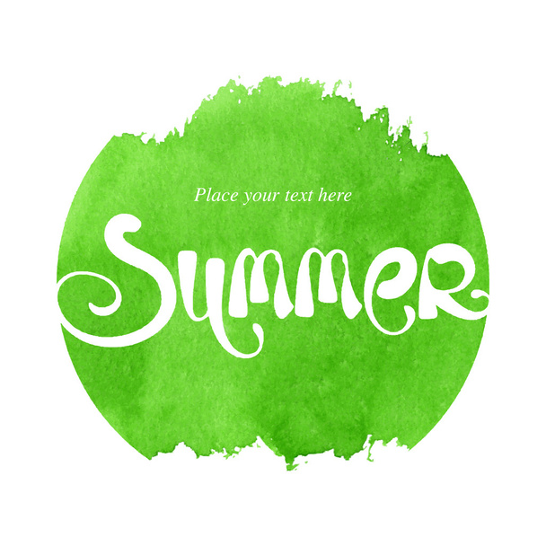 Abstract summer lettering vector green watercolor background - Вектор,изображение
