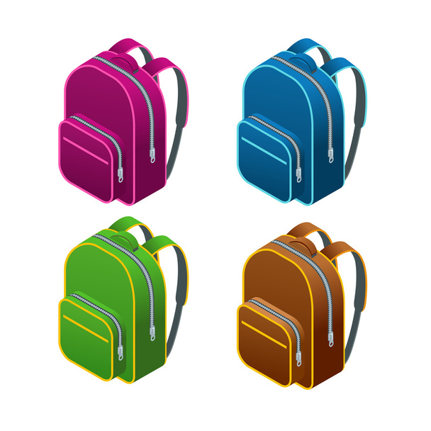 Isometric school bag. Isolated on white background - Διάνυσμα, εικόνα