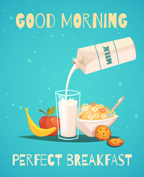 Póster de desayuno con buenos deseos de la mañana
 - Vector, imagen