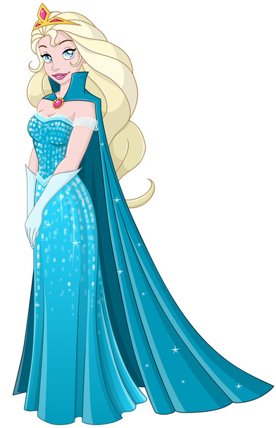 Mavi elbise tarafında kar Prenses - Vektör, Görsel
