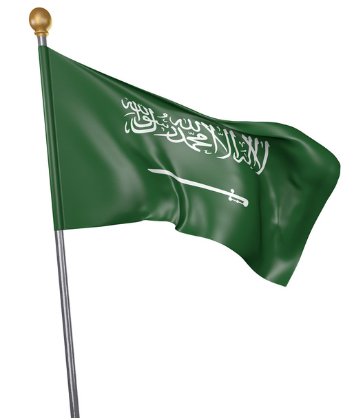 Nationalflagge für saudi-arabisches Land isoliert auf weißem Hintergrund, 3D-Darstellung - Foto, Bild