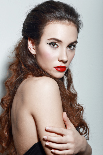  woman with red lipstick - Фото, зображення