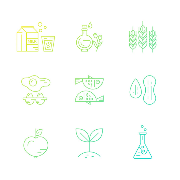 Symbole für Nahrungsmittelintoleranz - Vektor, Bild