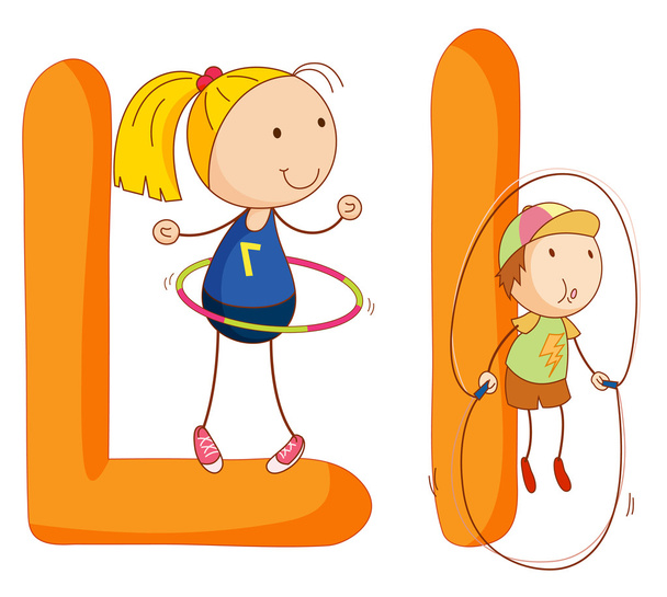 Kids in the letters series - Vector, Image