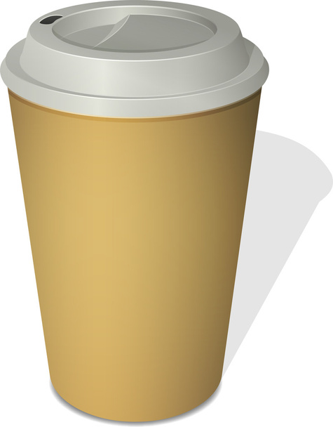 Kaffeetasse zum Ausnehmen mit Deckel isoliert auf weiß - Vektor, Bild