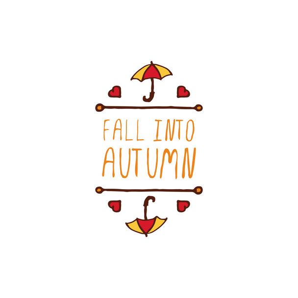 Vector handdrawn autumn element with text - Vector, afbeelding