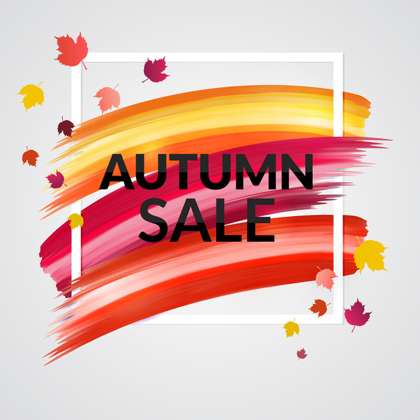 Sale Autumn Banner design with frame and leaves - Vettoriali, immagini