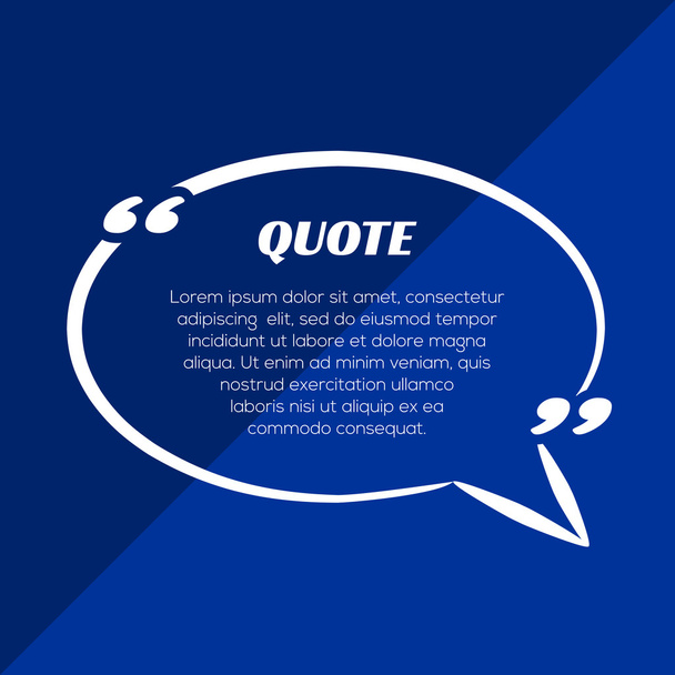 Quote blank template. Quote bubble. Empty template, information, text. Quote form. In blue and white colors. - Vector, Image