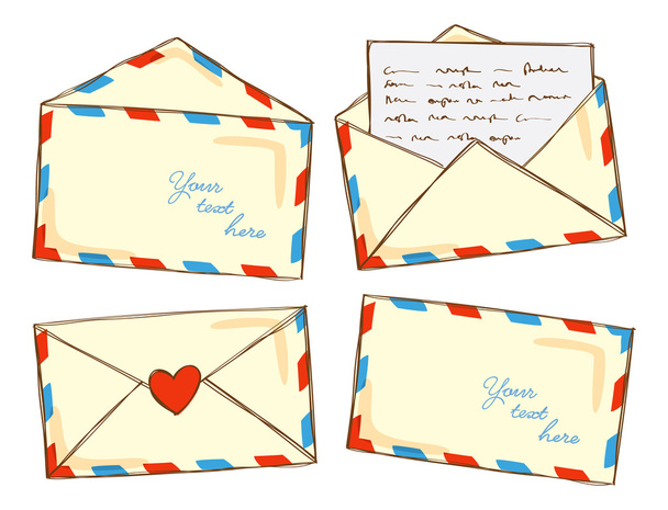 Set of mail in doodle style - Vector, Image