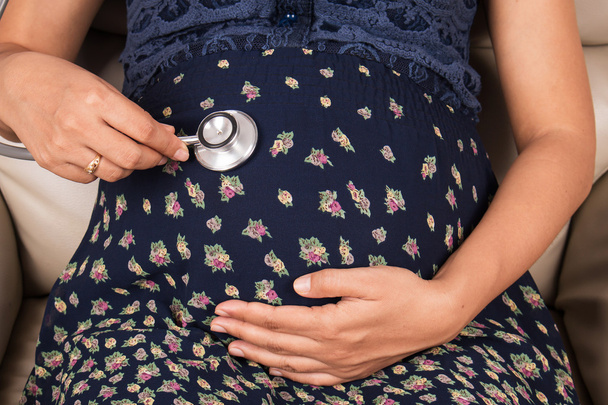 Pregnant Woman With Stethoscope  - Fotografie, Obrázek