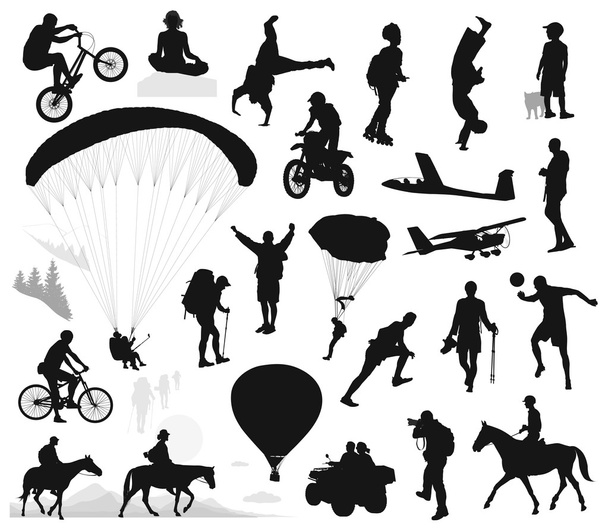 Summer activities and extreme sports set - Vector, Image