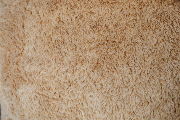 close-up brown wool fluffy fur texture background - Photo, Image