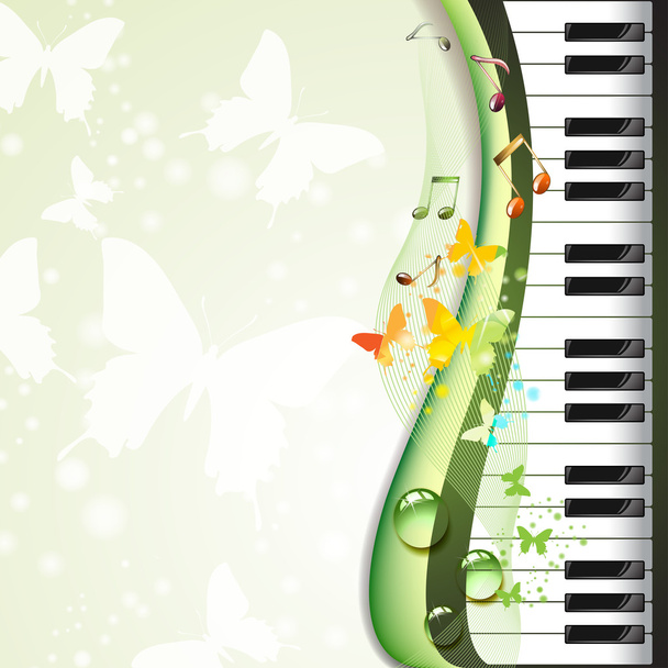 Piano keys with butterflies - Вектор, зображення