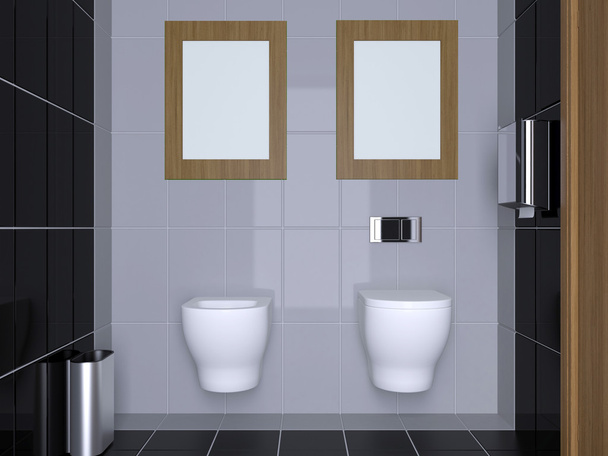 The minimalistic design of the bathroom. 3D Render - Foto, Imagen