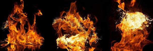 Вогняне полум'я відбивається у воді
 - Фото, зображення