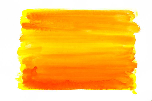orange watercolor texture painted on white paper background  - Фото, зображення