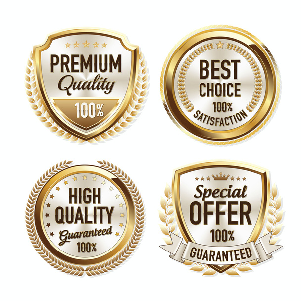 Set of Luxury Gold Quality Badges - Vektor, obrázek