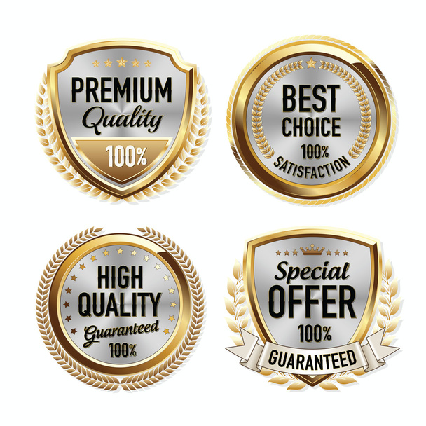 Set de insignias de lujo de calidad dorada
 - Vector, imagen