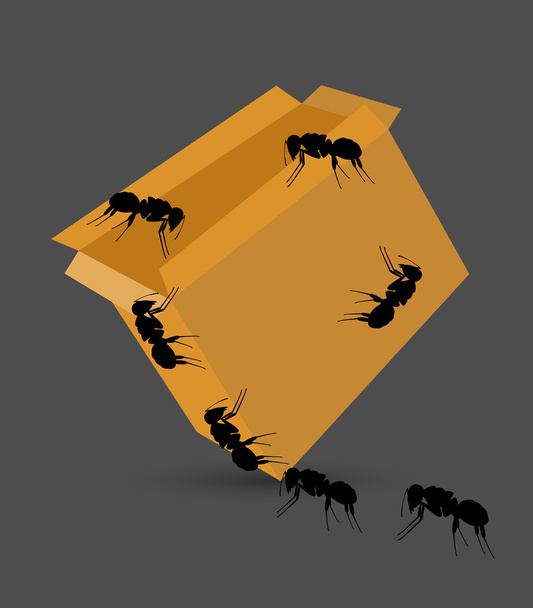 Černý mravenci na paket - Vektor, obrázek