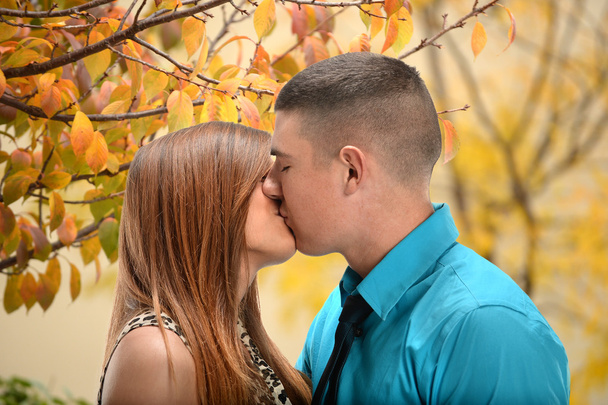 Couple Kissing Outdoors - Photo, Image