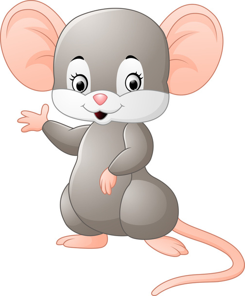 Cute mouse cartoon waving - Διάνυσμα, εικόνα