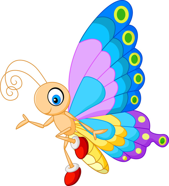 Cute butterfly cartoon presenting - Vector, Image