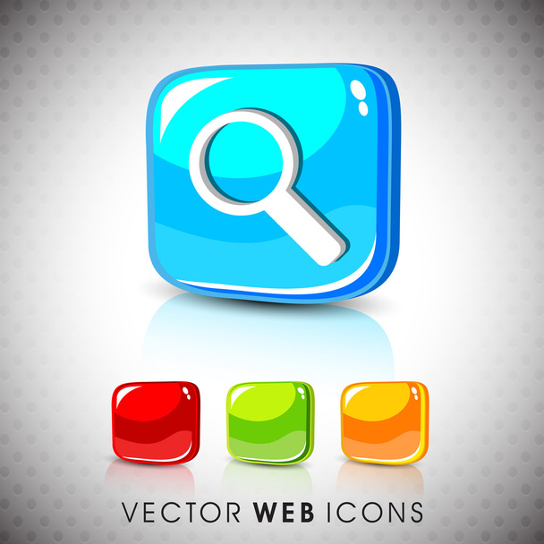 Glossy 3D web 2.0 search symbol icon set. EPS 10. - Vettoriali, immagini