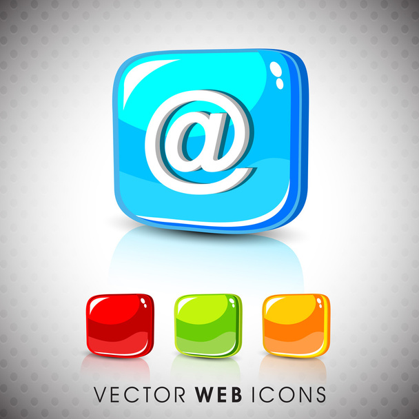 Glossy 3D web 2.0 email address 'at' symbol icon set. EPS 10. - Вектор, зображення