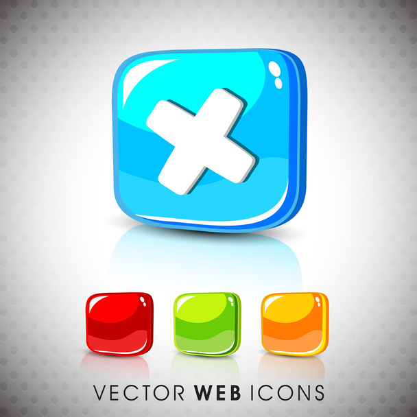 Glossy 3D web 2.0 cross mark validation symbol icon set. EPS 10. - Vector, Imagen