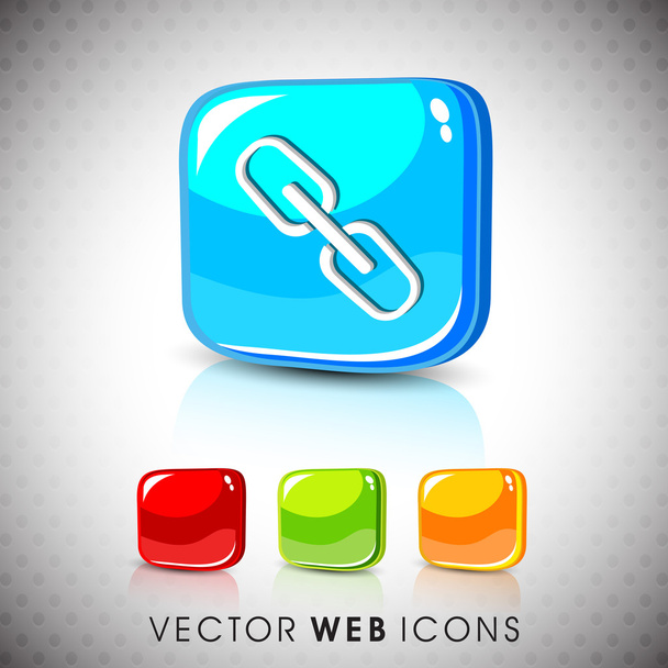 Glossy 3D web 2.0 link or connect symbol icon set. EPS 10. - Vector, Imagen