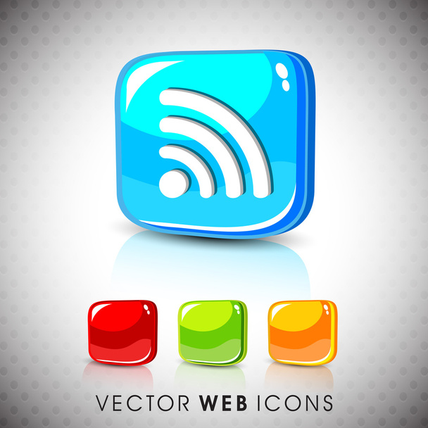 Glossy 3D web 2.0 rss feed symbol icon set. EPS 10. - Vetor, Imagem