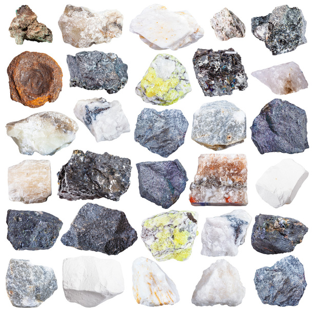 conjunto de espécimes minerais naturais
 - Foto, Imagem