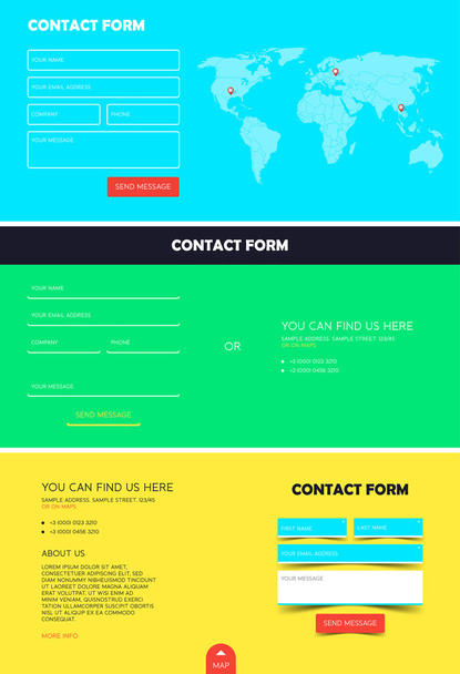 Set of contact form for Website. Registration contact form. Template for website. Feedback form. Vector illustration - Vector, Imagen