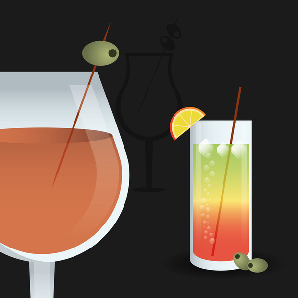 koktejlové nápoje skla obrázek - Vektor, obrázek