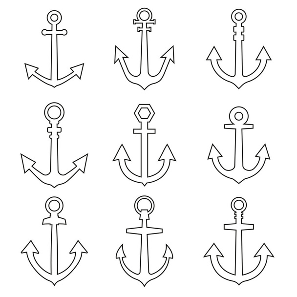 Set of anchors line style - Vektor, kép