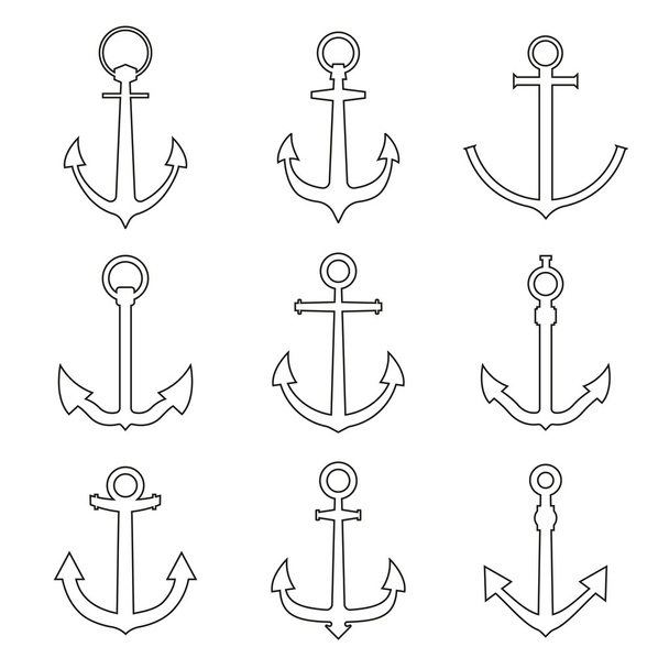 Set of anchors line style - Vetor, Imagem