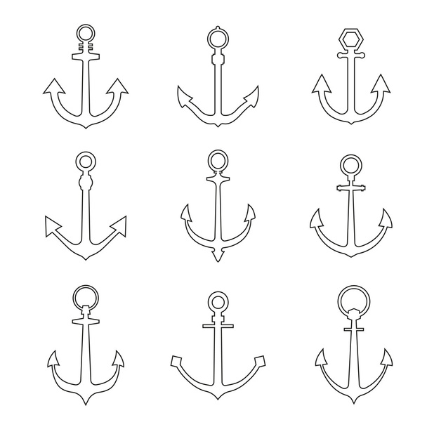 Set of anchors line style - Διάνυσμα, εικόνα