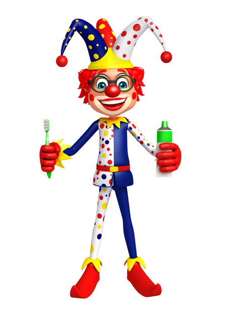 Клоун с зубной щеткой и пастой
 - Фото, изображение
