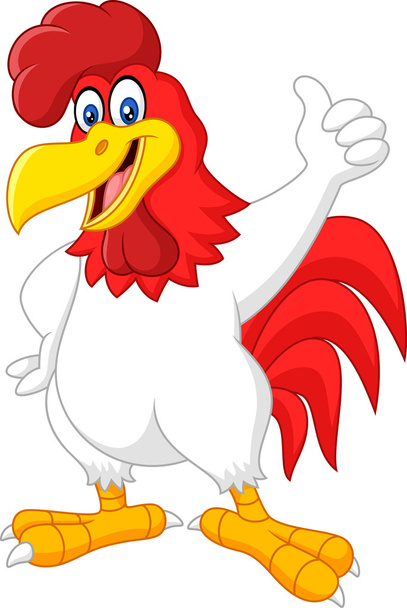 Cartoon rooster giving thumb up - Vector, Image