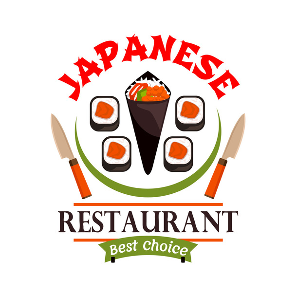 Ресторан японської кухні. Кращий вибір етикетки - Вектор, зображення