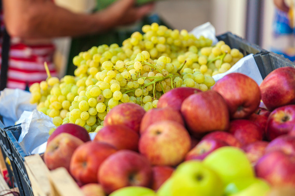 Apples and Grape at Street Market - Photo, Image