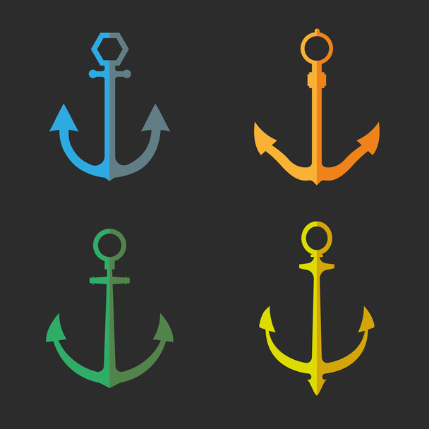 Set of anchor symbols or logo - Vetor, Imagem