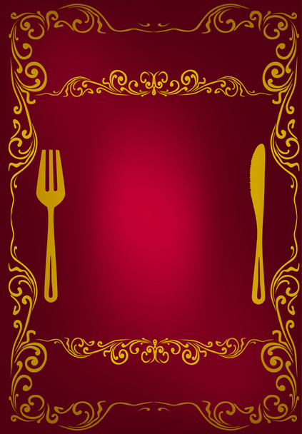 gold on red decorated menu - Vector, Imagen